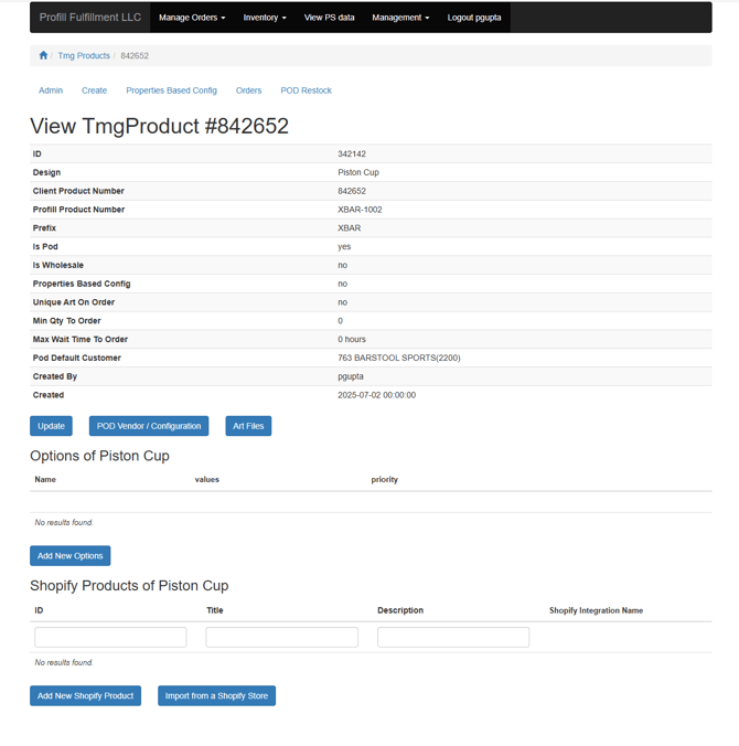POD Vendor Configuration Button