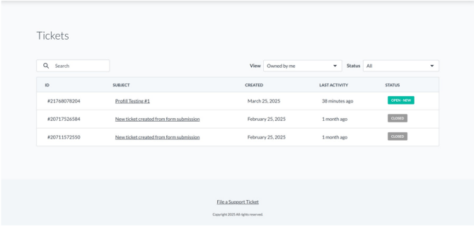 Ticketing portal landing page